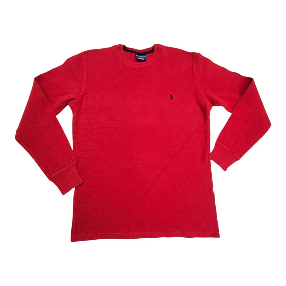 Polo Ralph Lauren Mens Small Red Waffle Knit Thermal Long Sleeve Sleep Shirt